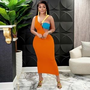 Medium Orange/Yellow/Blue/Maxi Dress